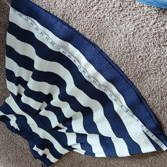 NWT SANS SOUCI blue and white striped fit& flare mini dress size large - Picture 15 of 16